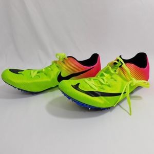yellow and pink nike spikes
